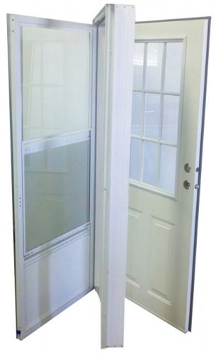9000 Series Elixir Vinyl Steel Combo Door 6 Panel with 3/4 Oval Window Size  34X76 - Lakeway Supply