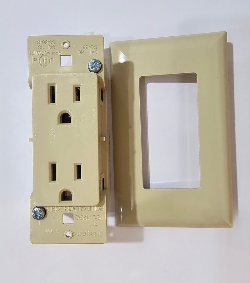 Pass & Seymour Ivory Self Contained Wall Receptacle With Plate